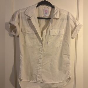 Topo designs white short sleeve button up shirt women’s xs